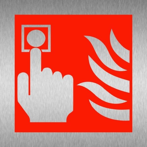 Fire Point Symbol Brushed Aluminium Sign | HallMark Compliance LTD